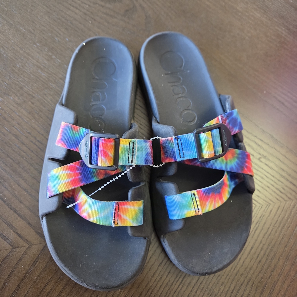 Chaco Chillos Tie Dye Kids Sandals Slides- Rainbow